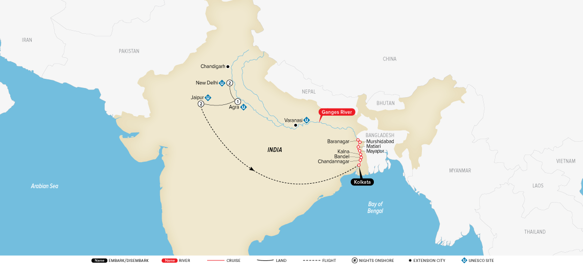 india's-golden-triangle-&-the-sacred-ganges-map